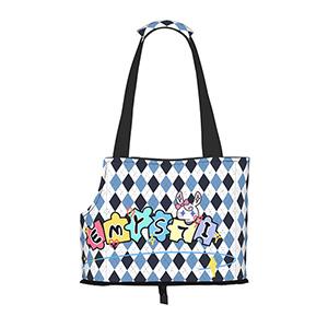 Blue checkered pet portable foldable shoulder bag