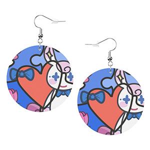 STAR RABBIT leather round earrings