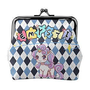 Unicorn Plaid Women's Leather Kiss Lock Zero Wallet